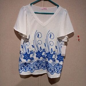 Ana & Rose Women's White Floral Print Shirt Size S New